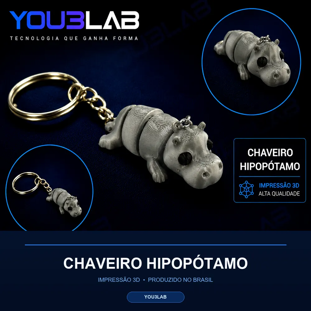 Hipopótamo - Chaveiro Articulado